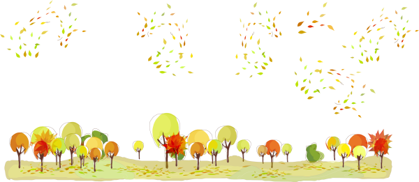 Осенний детский лес на прозрачном фоне