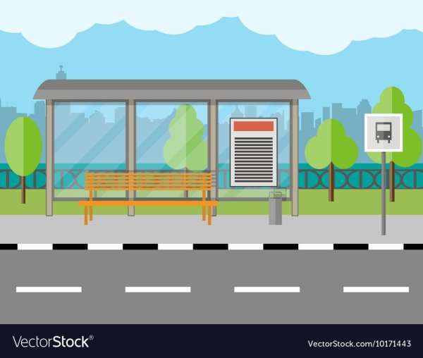 Остановка общественного транспорта на прозрачном фоне