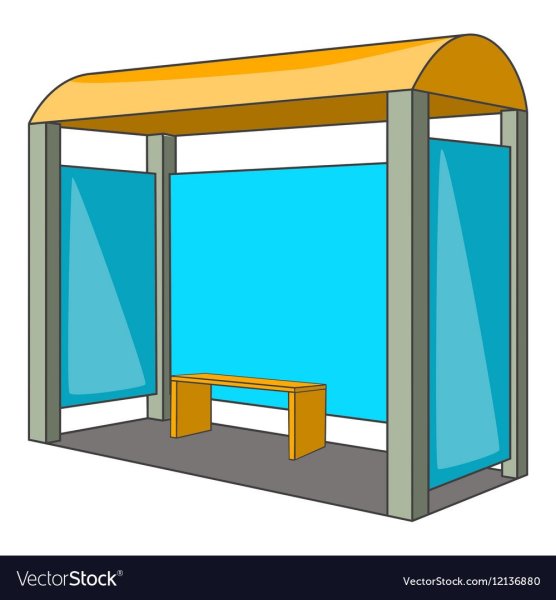 Автобусная остановка сбоку вектор