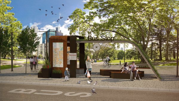 Автобусная остановка в стиле эко