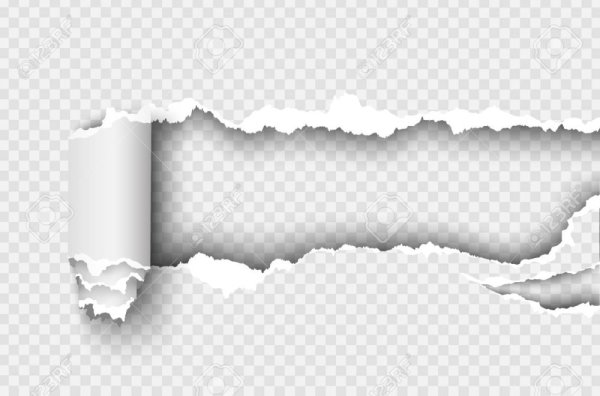 Разорванная бумага на прозрачном фоне