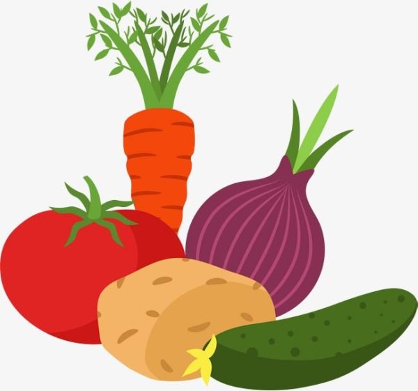 Овощи в мультяшном стиле
