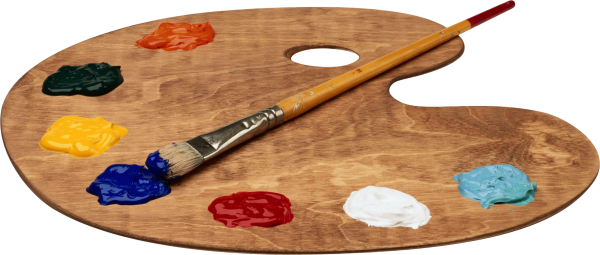 Кисти и краски на белом фоне