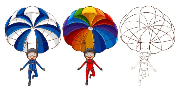 Человек с парашютом мультяшный