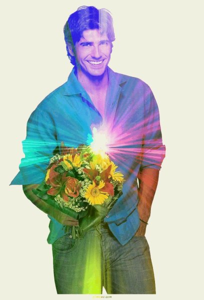 Дарит цветы