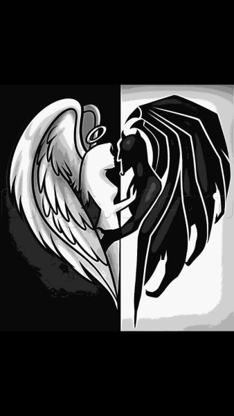 Парные тату ангел и демон