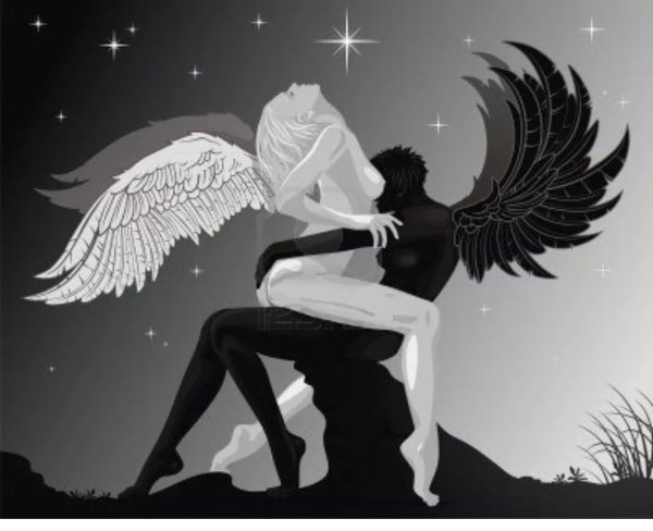 Парень и девушка с крыльями