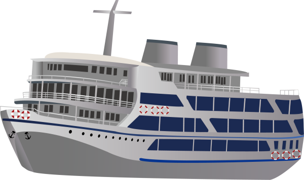 Теплоход на белом фоне