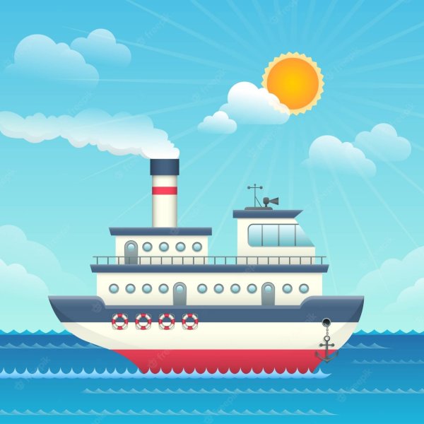 Пароход мультяшная