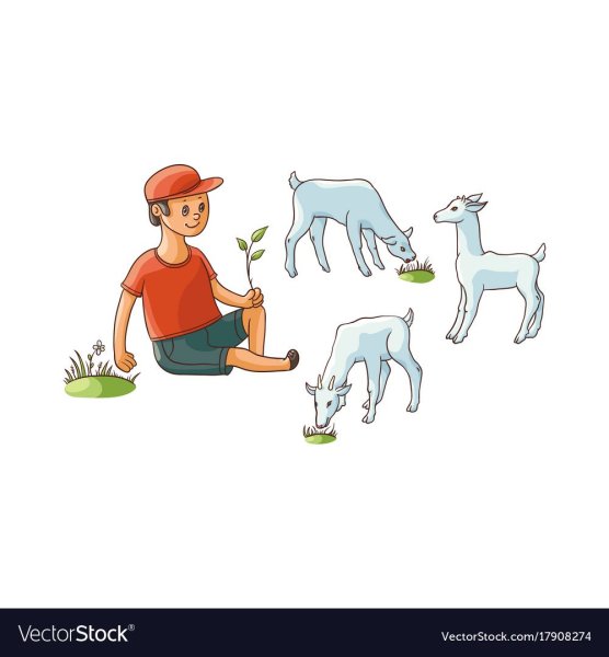 Рисунок мальчик с козой