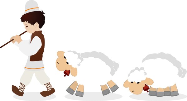 Пастух на белом фоне