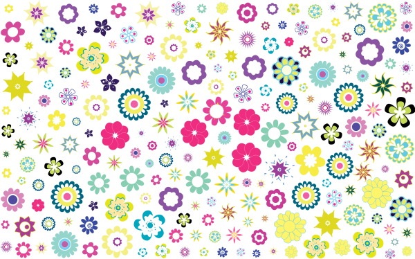 Мелкие разноцветные цветочки на прозрачном фоне