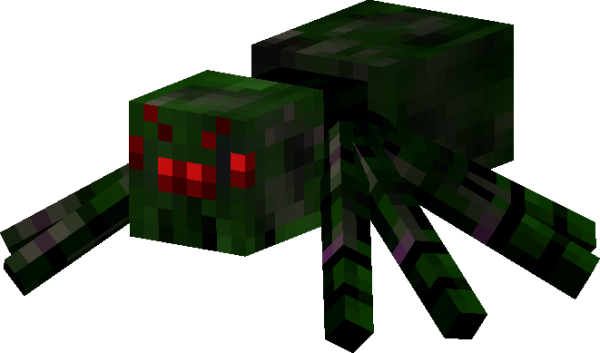 Паук из МАЙНКРАФТА на прозрачном фоне