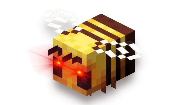 Пчела из МАЙНКРАФТА на белом фоне