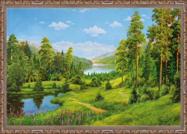 Картина пейзаж в рамке