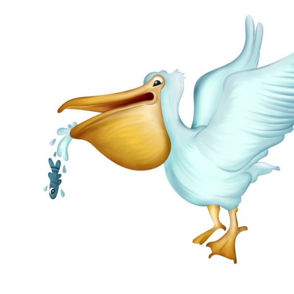 Пеликан мультяшный