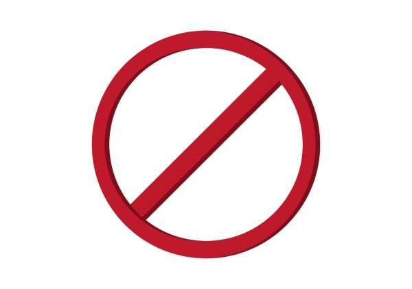Знак красный круг на белом фоне перечеркнутый
