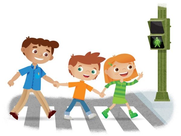 Дети пешеходы на белом фоне