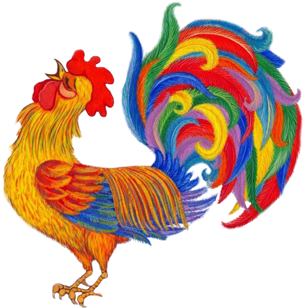 Петух с разноцветным хвостом