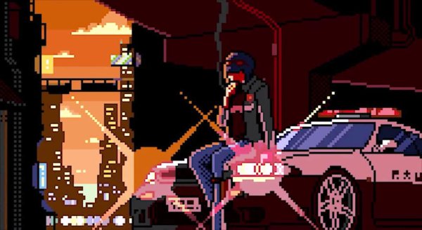 Пиксель арт киберпанк машина