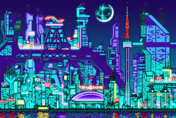 Киберпанк город арт пиксельарт