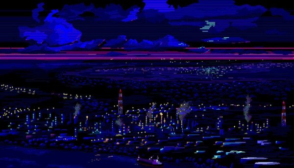 Пиксельное небо город ночь