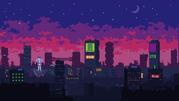 Пиксельный киберпанк город / Pixel Cyberpunk City