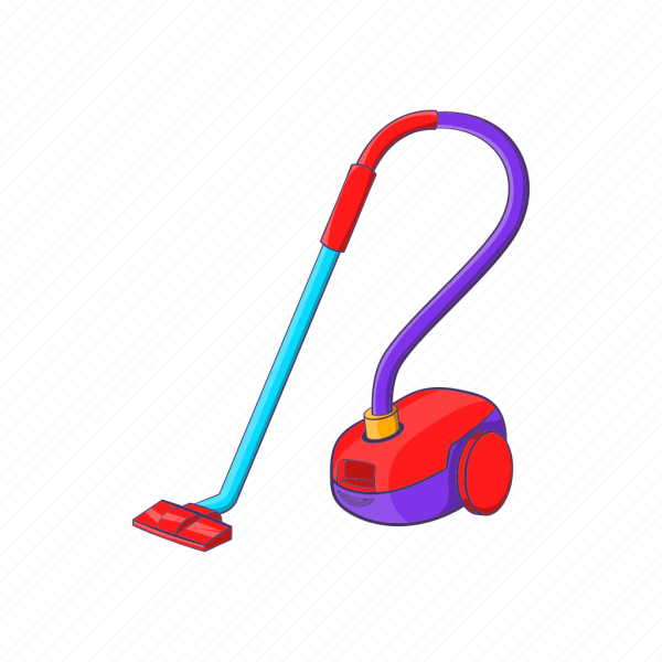 Пылесос на прозрачном фоне мультяшный