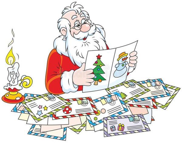 Дед Мороз читает письмо рисунок