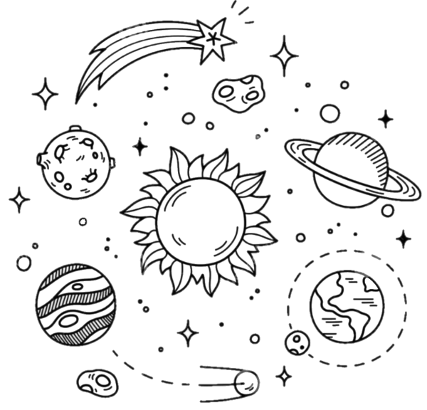 Рисунки космоса и планет карандашом