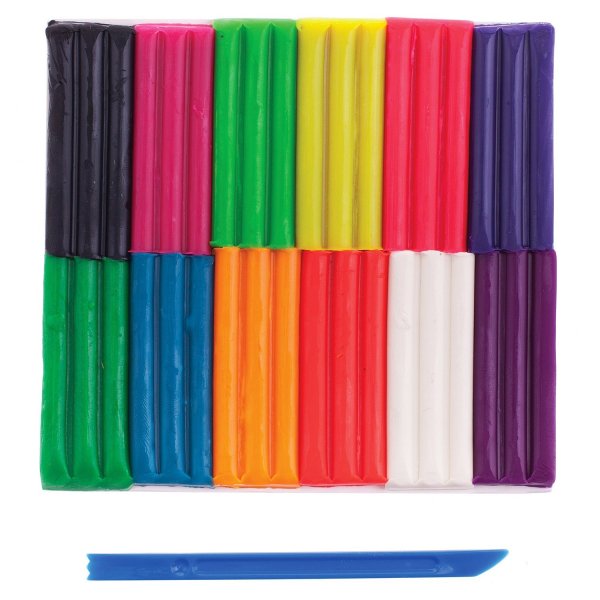 Пластилин гамма Флюрики флуоресцентный 12 цветов п/э 110 г