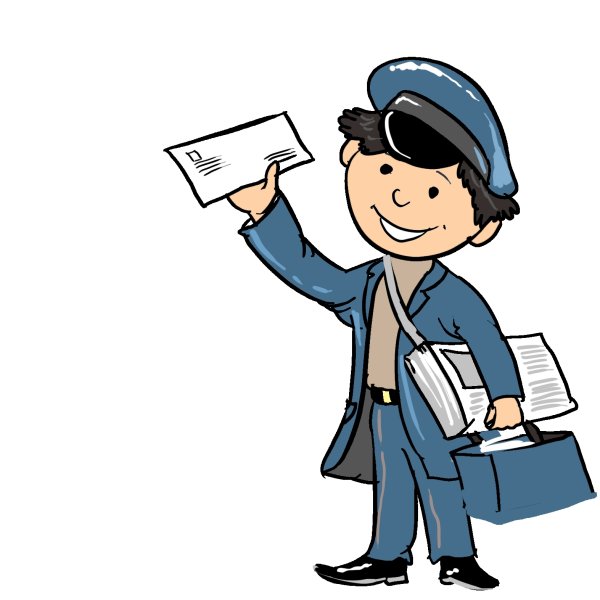 Почтальон на прозрачном фоне