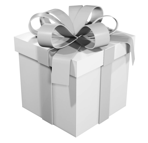 Коробка подарок на белом фоне