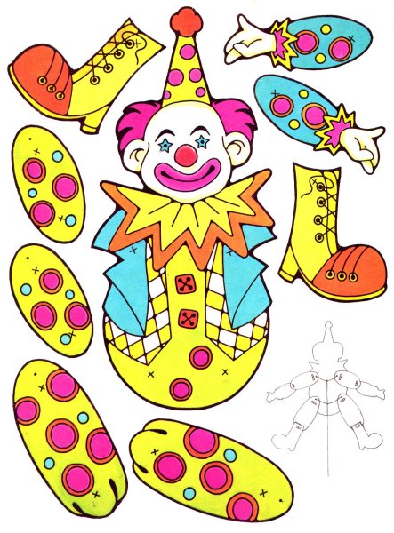 Аппликация клоун из цветной бумаги шаблоны