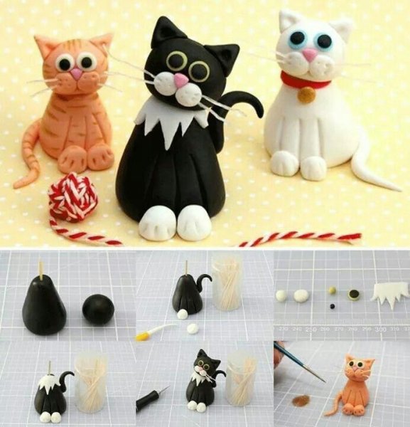Кошка из пластилина поэтапно
