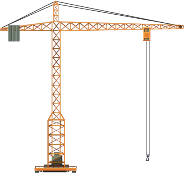 Строительный кран на белом фоне