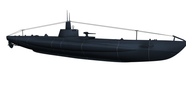Подводная лодка на прозрачном фоне