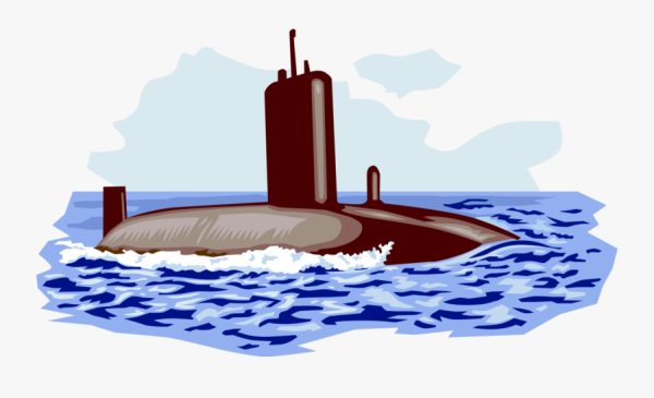 Подводная лодка на белом фоне для детей