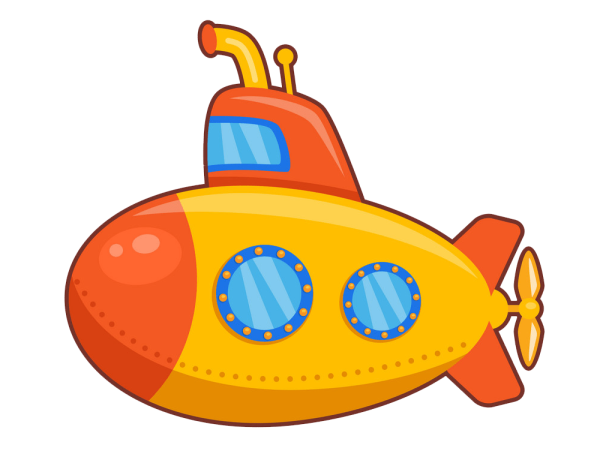 Подлодка на белом фоне для детей