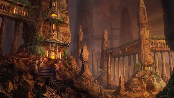 Эльфийские руины фэнтези арт