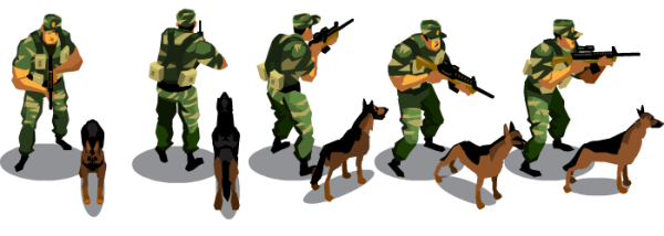 Пограничник с собакой вектор