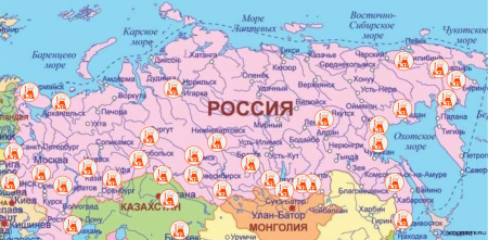 Карта городов России с городами подробная