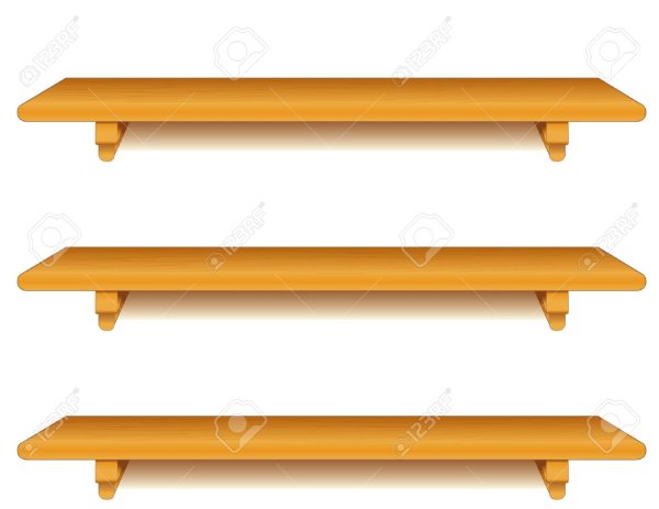 Деревянная полка на прозрачном фоне