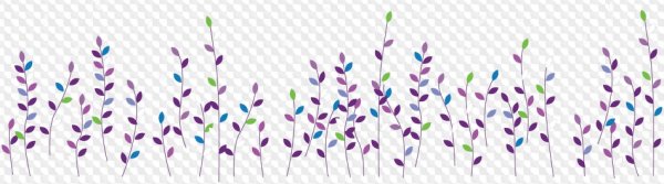 Линия из цветочков на прозрачном фоне