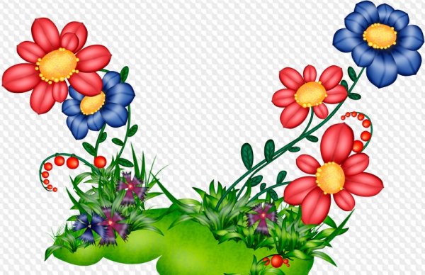Цветочная Полянка на прозрачном фоне