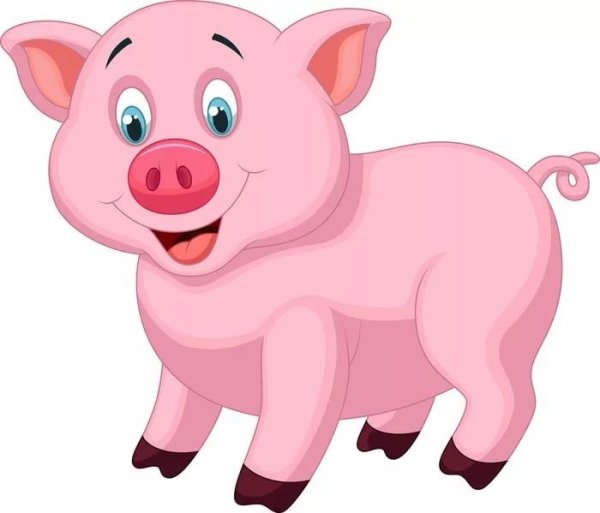 Розовый поросенок мультяшный