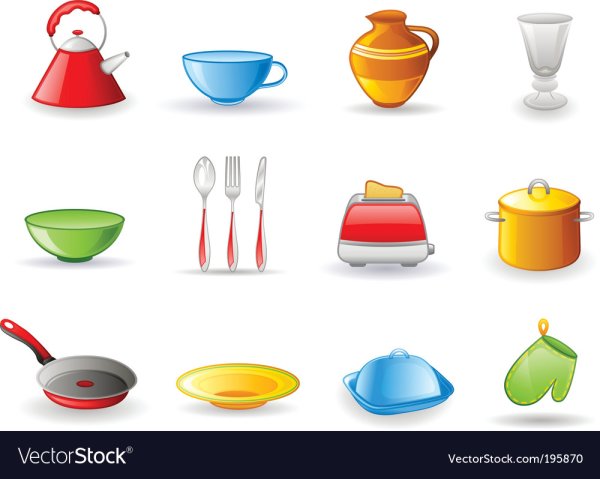 Кухонная утварь для детей на прозрачном фоне