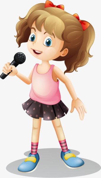 Мультяшная девочка с микрофоном