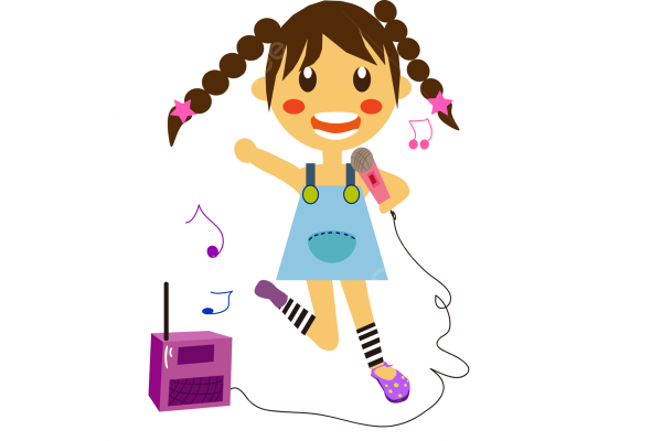 Девочка с микрофоном иллюстрация