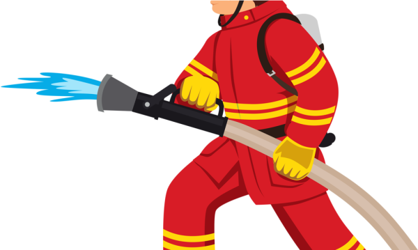 Пожарный на белом фоне